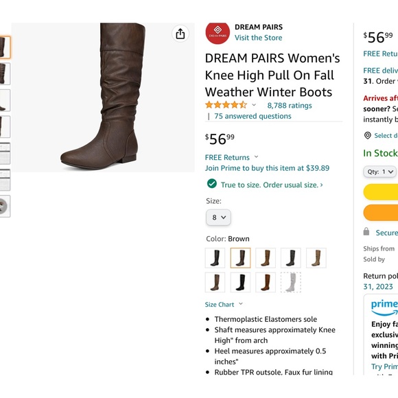 Dreampairs boots brown size 6 - Picture 1 of 13